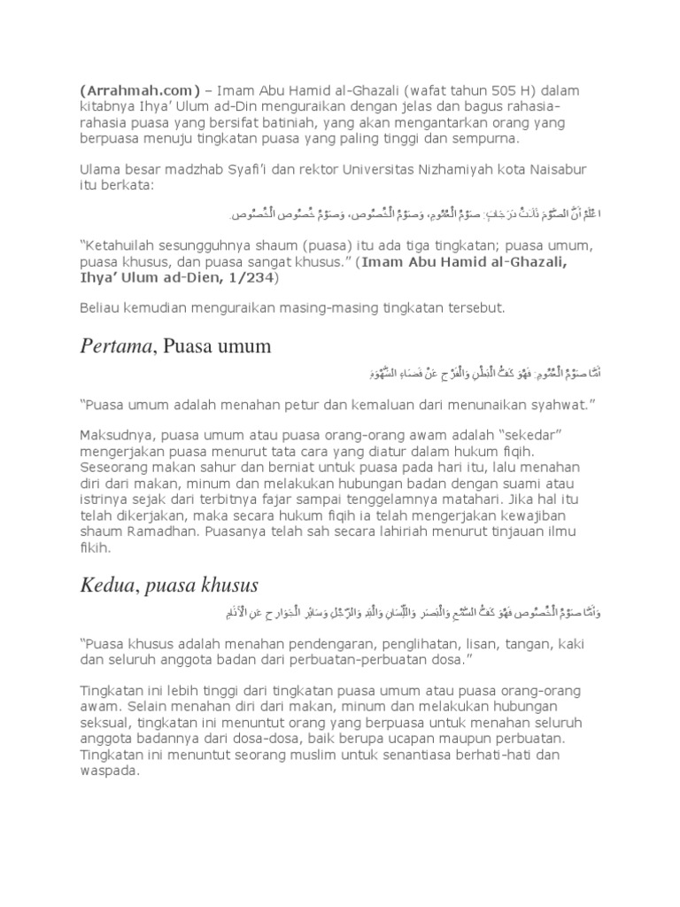 Tingkatan Puasa Pdf