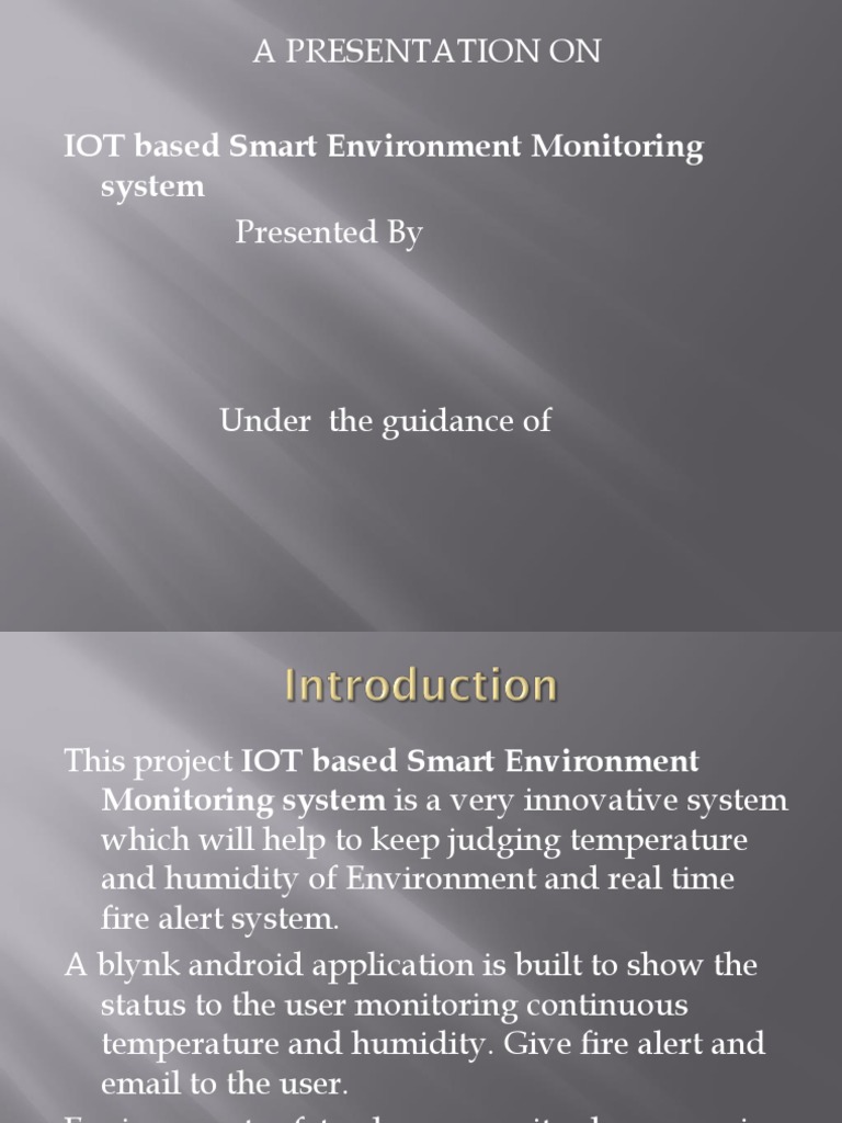 IOT Based Smart Environment Monitoring | PDF | Internet Of Things | Usb