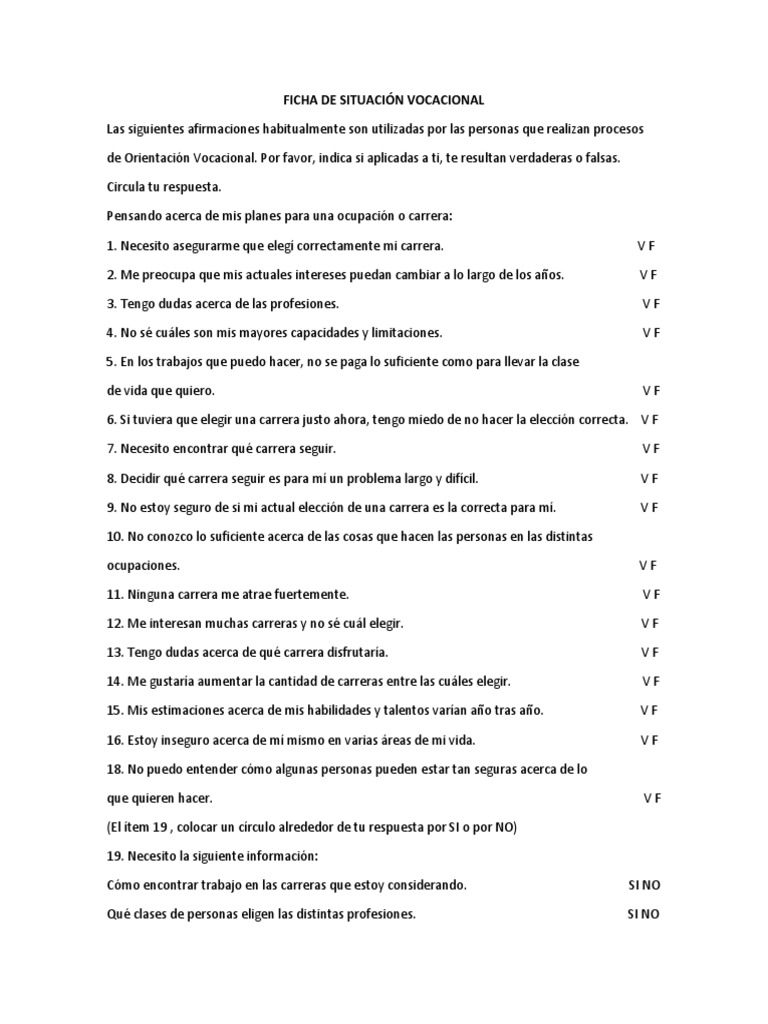 Test Vocacional | PDF
