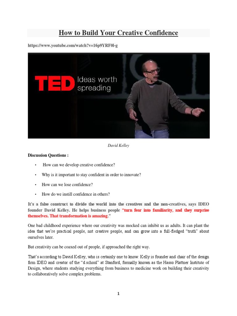Creative Confidence - David Kelley | PDF | Design Thinking | Creativity