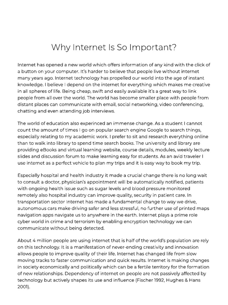 Importance of the Internet in Life | PDF | Internet | Computer Network