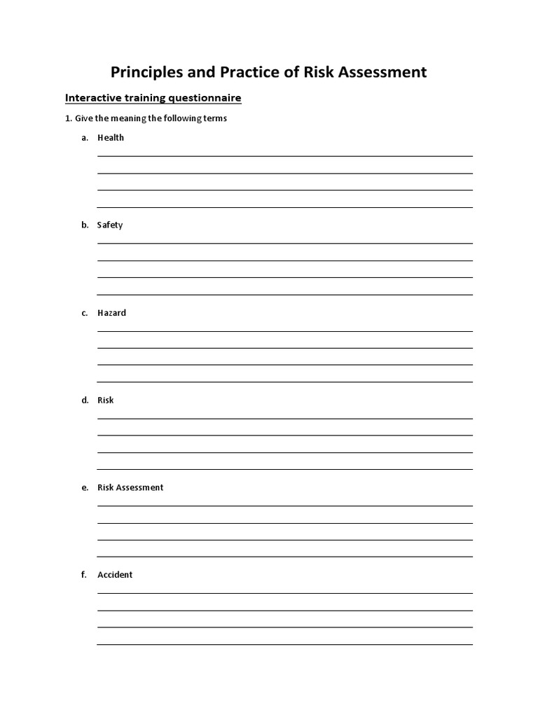 Risk Assessment Principles and Practices | PDF