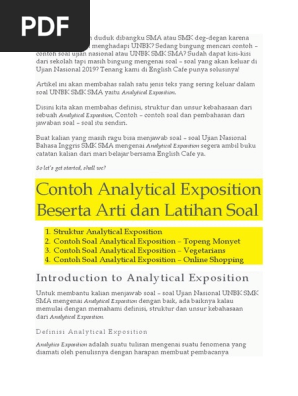 Analytical Exposition And Exercises