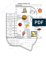 Vocabulary Matching Worksheet Food