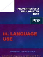 Language Use (Property of A Well Written Text)