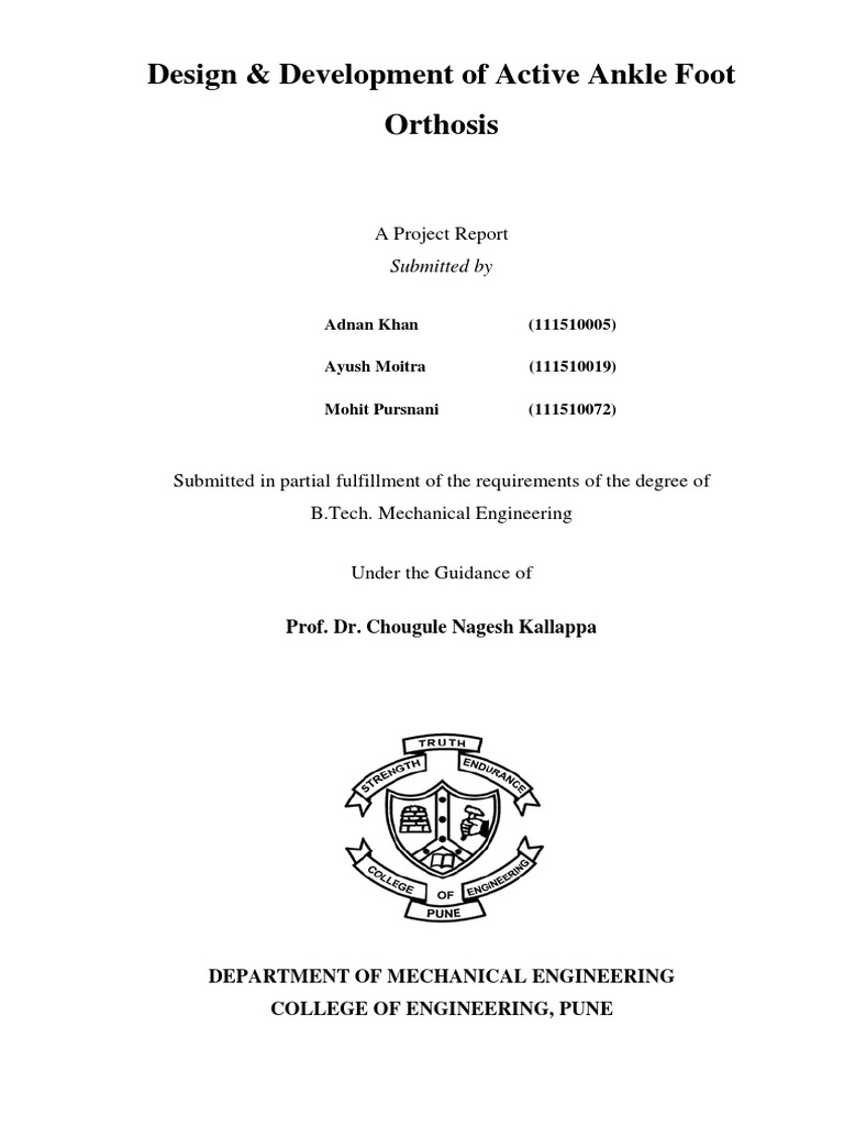 Active Ankle Foot Orthosis Design Report | PDF | Foot | Anatomical ...
