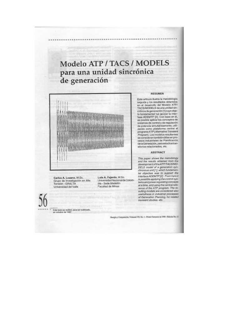 Modelo ATP TACS MODELS para Una Unidad Sincronica de Generacion | PDF