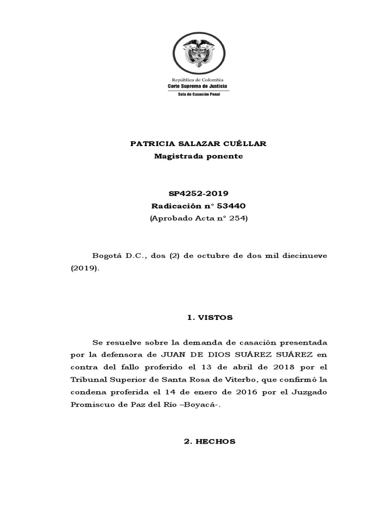 SP-4252-2019 (53440) | PDF | Debido al proceso | Sentencia (ley)
