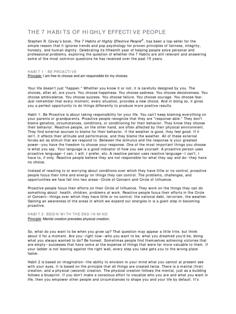 7 Habits of Highly Effective People | PDF | Leadership | Spirituality