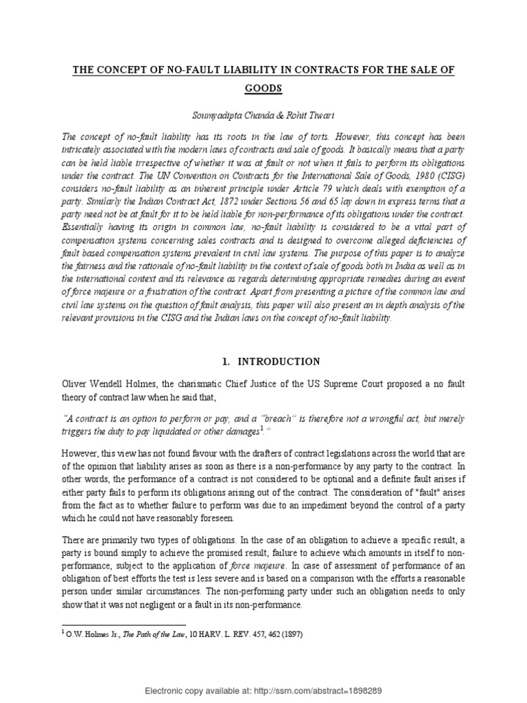 No-Fault Liability in Sales Contracts | PDF | Breach Of Contract | Doctrine