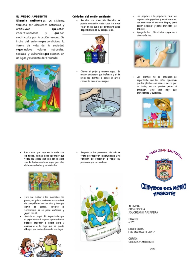 Cuidado del Medio Ambiente para Niños | PDF | Papel | Reciclaje
