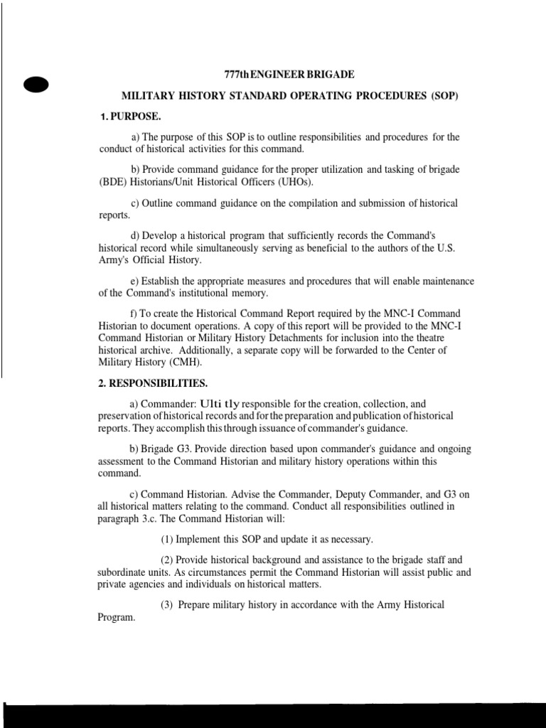 Military History SOP | PDF | Classified Information | Note (Typography)