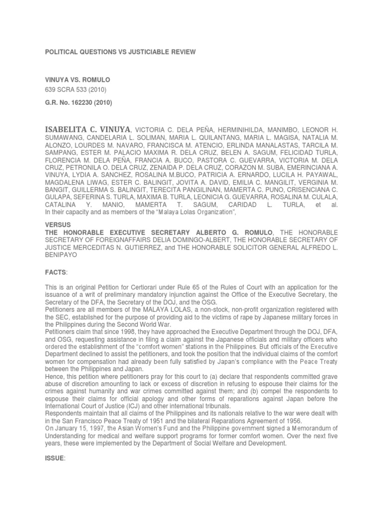 Vinuya vs romulo 619 scra 533 2010 pdf international law treaty