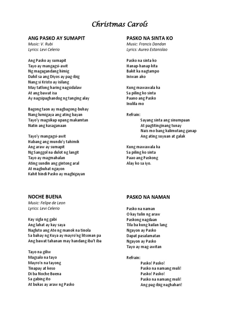 Christmas Carols (Lyrics)  PDF
