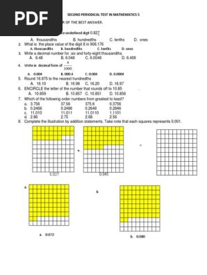 Grade 5 K-12 2nd Quarter Periodical Test With Answer Keys & TOS MATH