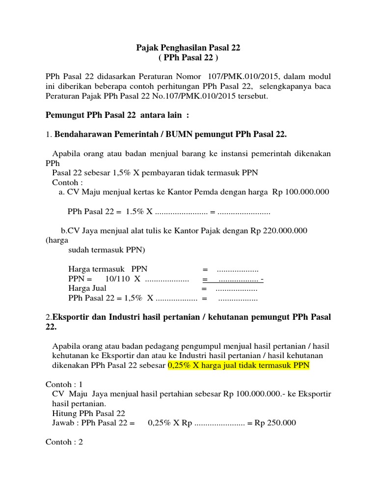 Panduan PPh Pasal 22 dan 23 | PDF