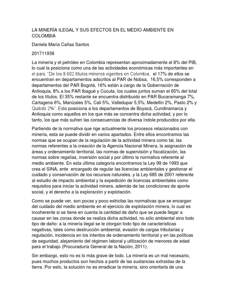Efectos de la minería ilegal en Colombia | PDF | Minería | Colombia