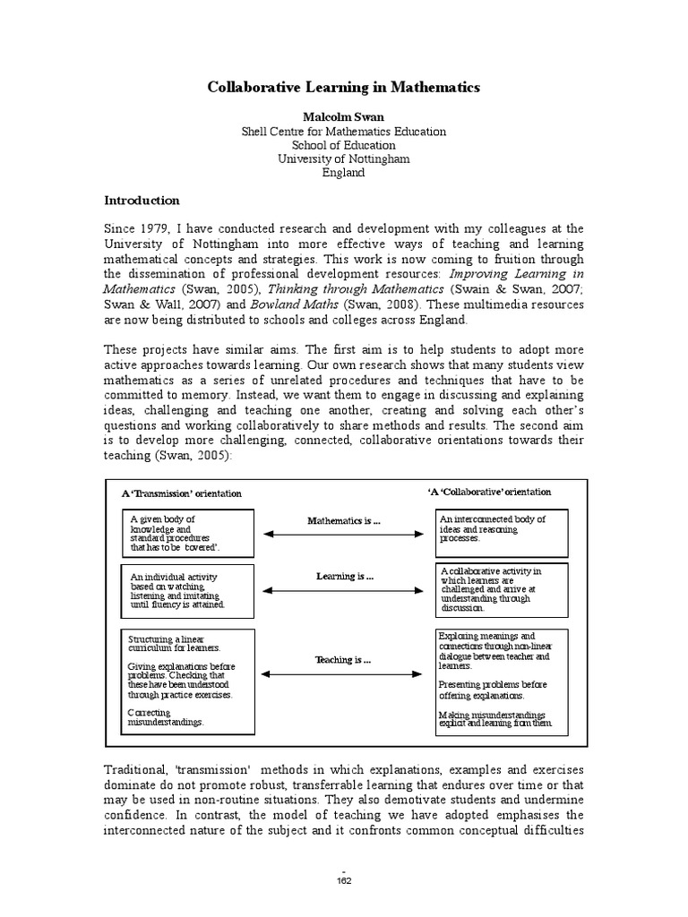 Collaborative Learning in Mathematics PDF | PDF | Numbers | Teachers