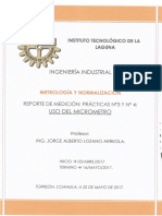 3.2 Reporte de Medición Micrómetro