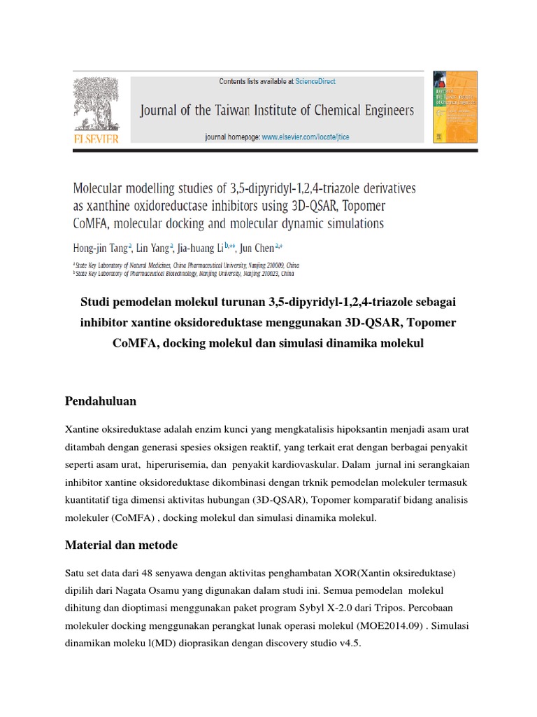 Review Jurnal 3D CoMFA Molecular Modelling Studies of 3,5-Dipyridyl-1,2 ...