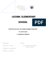 Licuma Elementary School: Portfolio Day Accomplishment Report SY: 2019-2020 1 Grading Period