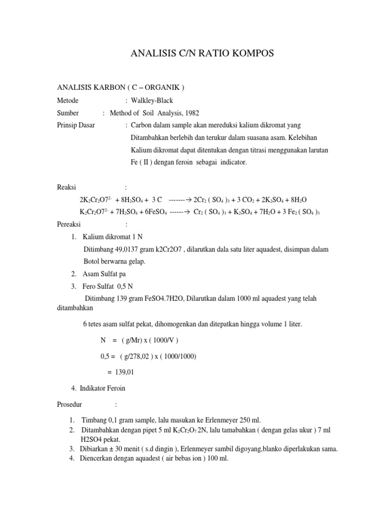 Analisis C/N Ratio dalam Kompos | PDF