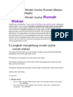 Menghitung Modal Usaha Rumah Makan