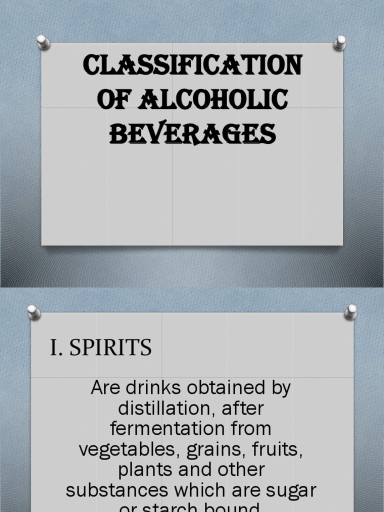 Classification of Alcoholic Beverages PDF