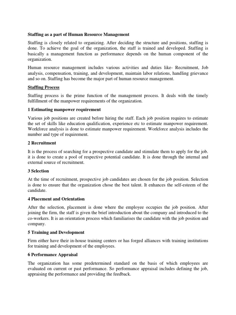 Staffing As A Part of Human Resource Management | PDF | Human Resources ...