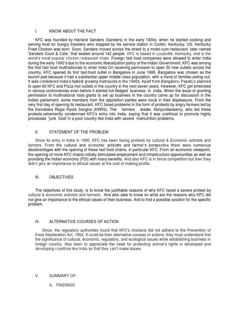 Case Study Kfc In India Pdf Food And Drink Economies