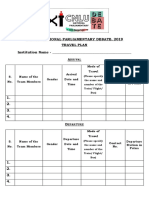 Xi Cnlu National Parliamentary Debate, 2019 Travel Plan Institution Name - A