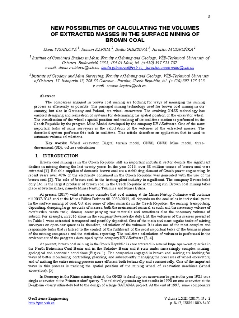 Real-Time Volume Calculation in Brown Coal Mining | PDF | Area | Matrix ...