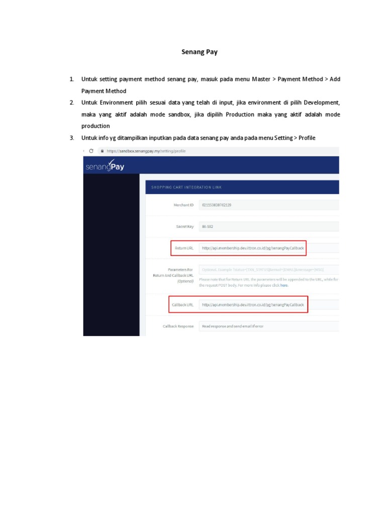 Panduan Pengaturan Senang Pay | PDF