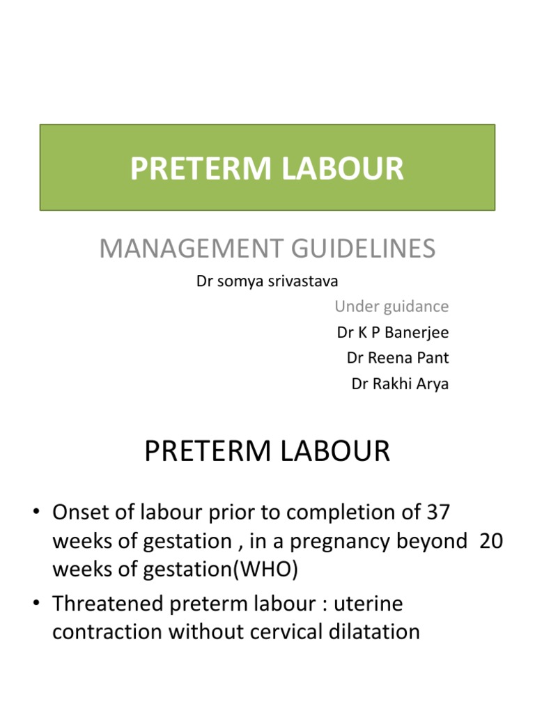 Preterm Labour Management Guidelines PDF Preterm Birth Childbirth
