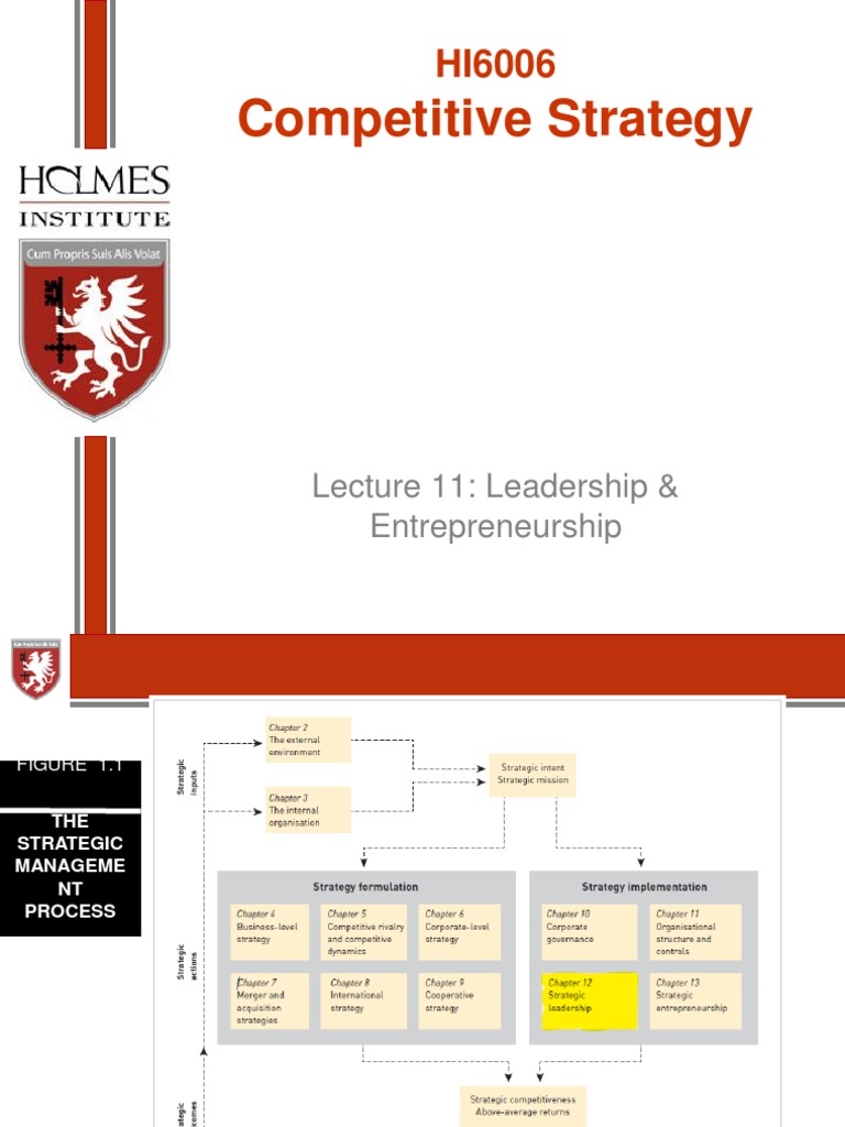 Competitive Strategy: Lecture 11: Leadership & Entrepreneurship | PDF ...