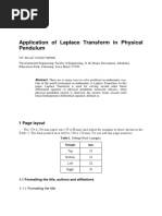 Application of Laplace Transform in Physical Pendulum: 1 Page Layout