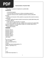 Ex - No.1 Implementation of Symbol Table AIM Algorithm