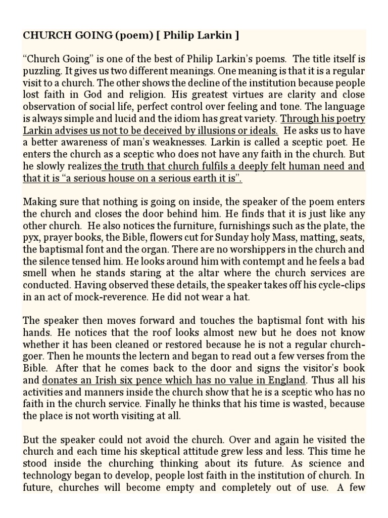 Church Going Poem Philip Larkin Poetry Prayer