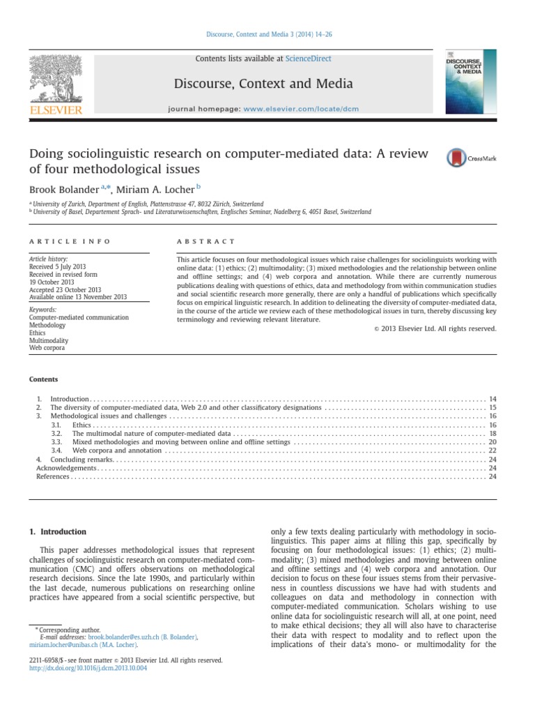 Socio Linguistics On Computer Mediated Data | PDF | Computer Mediated ...