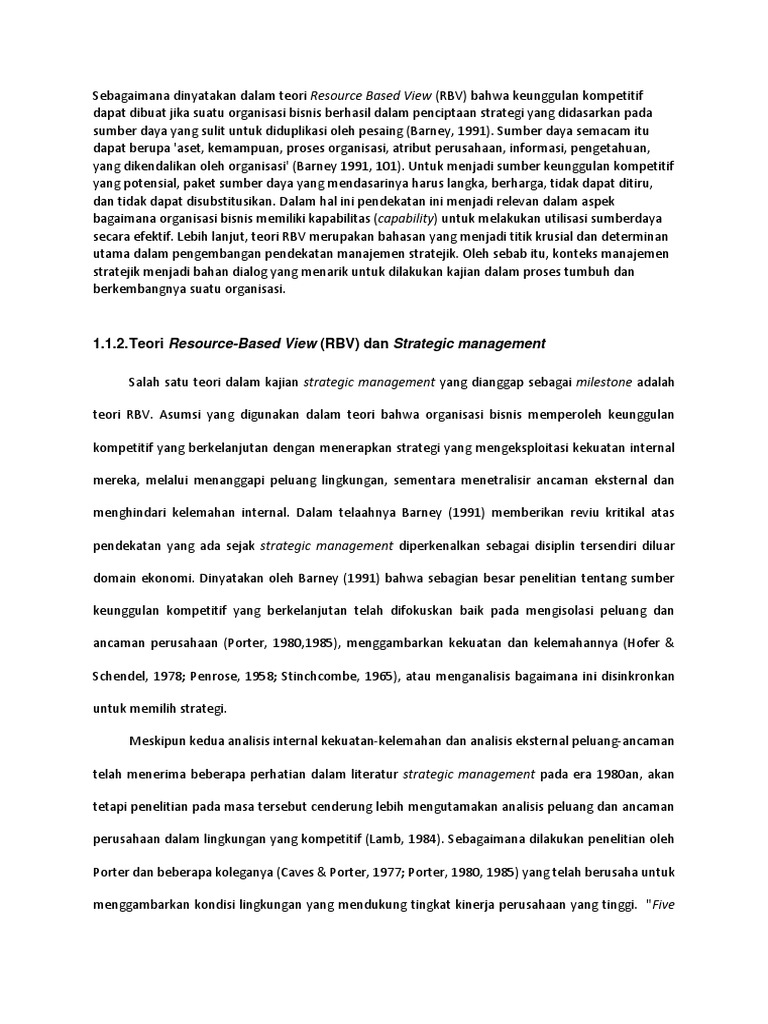 Teori Resource Based View | PDF
