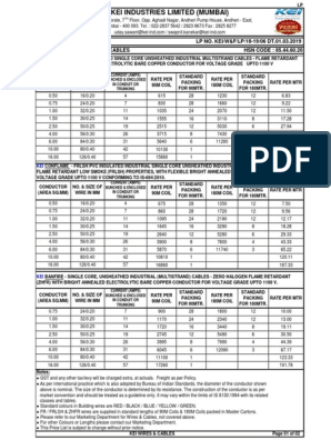 Kei W F List Price Mar 2019 Pdf Electrical Conductor Wire