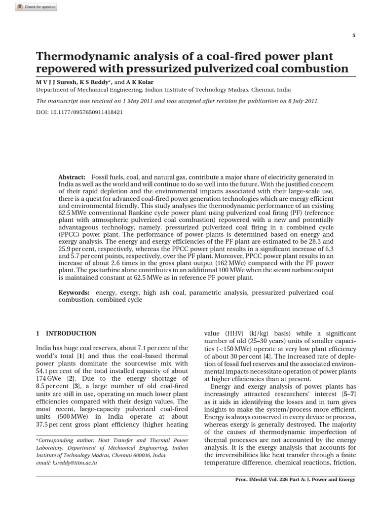 Thermodynamic Analysis of A Coal-Fired Power Plant Repowered With ...