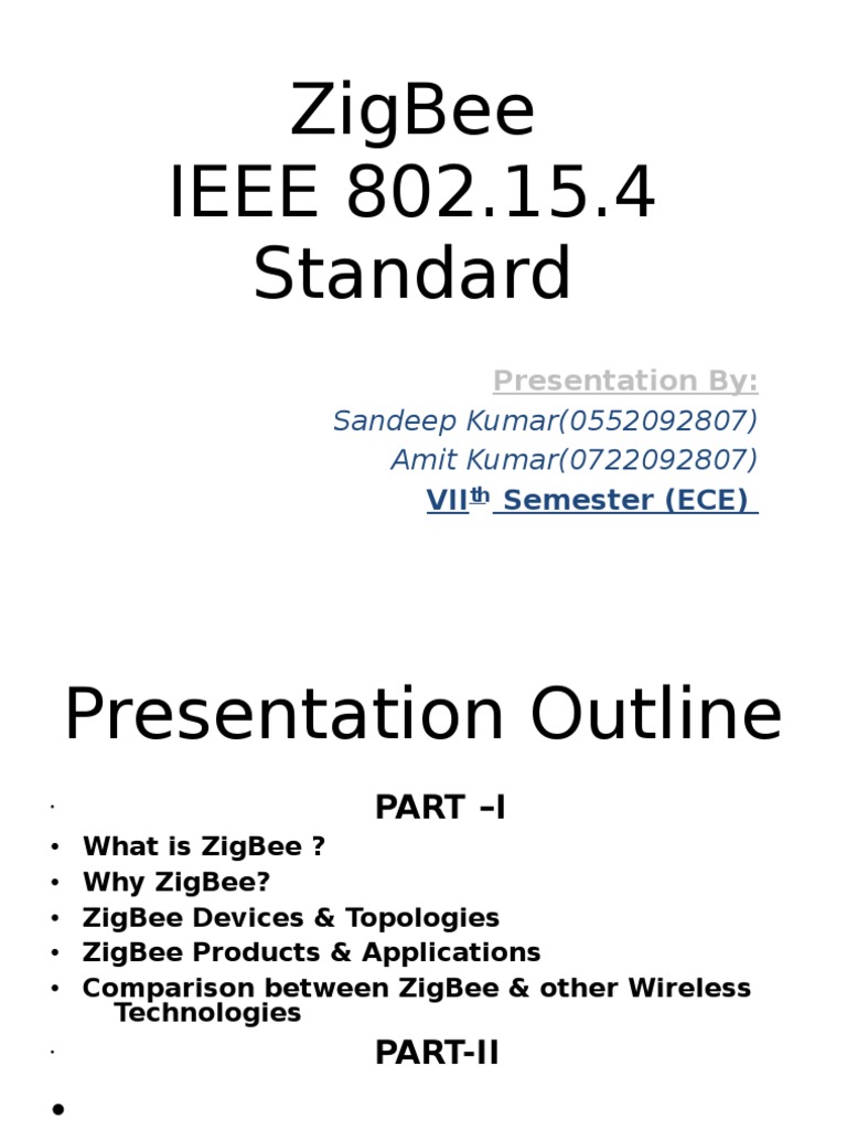 ZigBee Seminar | PDF | Computer Network | Telecommunications