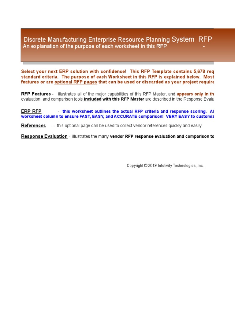 RFP Manufacturing Erp Sample | PDF | Request For Proposal | Cloud Computing