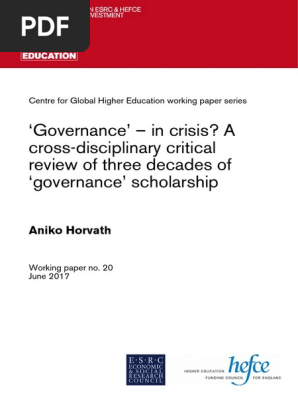 Governance In Crisis A Cross Disciplinary Critical Review Of Three Decades Of Governance Scholarship Governance Emergence
