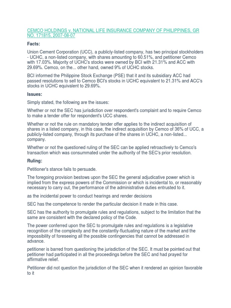 CEMCO HOLDINGS vs. NATIONAL LIFE PDF U.S. Securities And Exchange