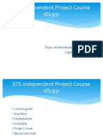 STS Independent Project Course 1DL931: Edith Ngai Dept. of Information Technology Uppsala University