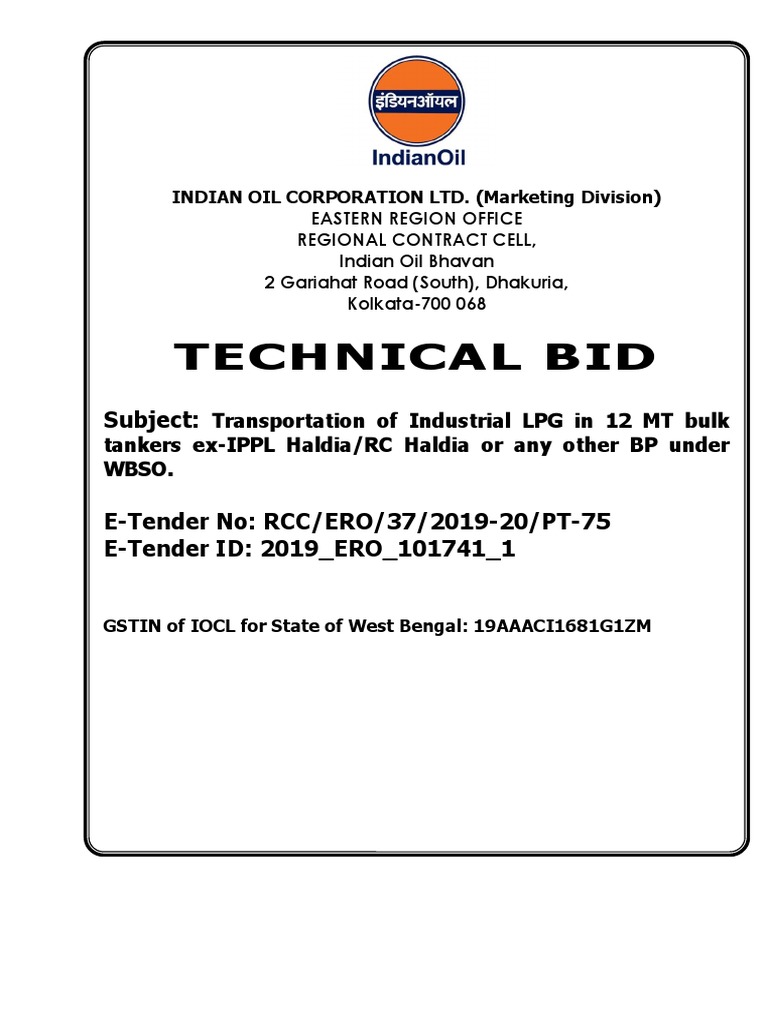 TECHBID - PT75 Iocl WB | PDF | Truck | Value Added Tax
