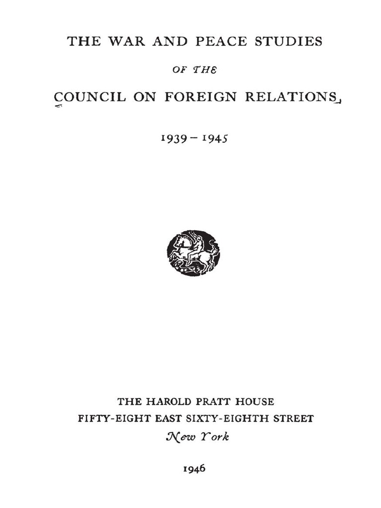 Council On Foreign Relations 1946 - The War and Peace Studies | PDF ...