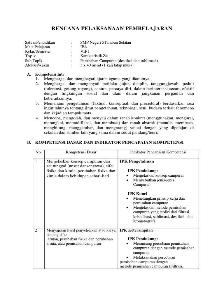 Lk 5 Rpp Unit 1 Revisi Pemisahan Campuran
